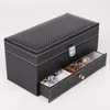 Watch Boxes & Cases Carbon Fiber Double Layer Jewelry Box 4 Necklace Ring Glasses Storage Deli22