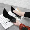 Mode Einzelnen Schuh FrauHigh Heels Sexy Ketten Quasten Frauen Pumpen Spitze zehen Slip-On Weibliche Schwarz BÜRO Schuhe SCHWARZ