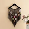 Women's Sweaters Bohemian Retro Colorful Crochet Shawl Poncho Tops With Tassel Women Sexy Hollow Out Hook Beach Cape Cover Up Knitwear