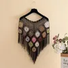 Kvinnors Tröjor Bohemian Retro Färgglada Crochet Sjal Poncho Toppar Med Tassel Kvinnor Sexig Hollow Out Hook Beach Cape Cover Up Knitwear