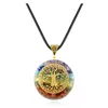 Orgone 7 Chakra Pendant Tree Of Life Energy Orgonite Necklace Pink Crystal Healing Resin Jewelry Drop Chains