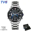 Wristwatches TVG Fashion Sports Watch Men Quartz Stainless Steel Auto Date Week Display Stop Watches Business Clock A500G