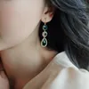 Bengelen kroonluchter retro groen waterdruppels oorbel voor vrouwen 2022 trendy sieraden vrouwelijk elegante drop oorbellen luxueus