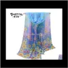 Sarong Avvolge Cappelli, Sciarpe Guanti Fashion Aessories Drop Delivery 2021 Primavera ed estate Gazza Primula Figura Ladies Chiffon Long Silk Yi