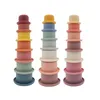 Baby Stacking Cup Toys Rainbow Color Ring Tower Early Educational Intelligence Toy Nesting Pierścienie wieże łazienka w wodę zestaw silico7405531