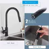 Matte Black Kitchen Faucet Pull Out Kitchen Sink Faucet Single Handle Faucet 360 Degree Rotating Sink Mixer Kitchen Tap 211108