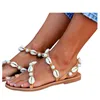 Sandaler Kvinnors Fashion Casual Shell Pearl Dekorerad Flip Flip Flops Skor Sommar Kvinnor Sandalias De Las Mujeres