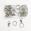 Outils d'artisanat 50pcs 25pcs 20mm O Ring Keychin Crochets + 25pcs 11mm Boucles En Métal Fermoir De Homard Snap DIY Clé Sangle Pendentif Accessoires