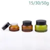 15g 30g 50g Marrón Verde Frasco de vidrio vacío Botella con tapas negras Envases cosméticos Cuidado de la piel Crema para ojos Frascos Olla Botellas recargables SN5451