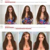 黒人女性のための長い深い巻き毛ブラジルの人間の髪の毛のかつら250％茶色の色13x4合成フルレースフロントかつら