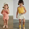 SS Kids Girls Summer Breiping Clothes Sets Misha Puff Kinderen Haak Sling Tops en Bloomers Baby Girl 210619