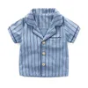 Sommarbarn Striped Cotton Sleepwear Baby Pyjamas Set för pojkar Underkläder Kläder Barnkläder Skjorta + Shorts 2PCS 210528