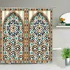 Moroccan Shower Curtain Set Aged Gate Geometric Pattern Doorway Design Entrance Architectural Oriental Style Bathroom Curtains 210915