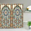 Set di tende da doccia marocchine Cancello invecchiato Motivo geometrico Design della porta Ingresso Tende da bagno architettoniche in stile orientale 210915