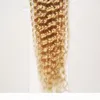 613 Bleach loira encaracolado cabelo humano virgem tecer 100g 1 pcs cabelo encaracolado malaio virgem 10quot262 polegadas loira1101583