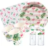 Disposable Dinnerware Omilut 6pcs Tropical Flamingo Gift Bags Summer Palm Leaf Paper Aloha Birthday Party Decor Supplies