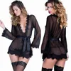 XXL Artı Şeffaf Dantel Robe Set Pijama Setleri Seksi Bornoz Kimono Nedime Elbiseler Pembe Lingerie Nighties Bayan Giyim 210901