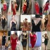 女性のためのエレガントなサテンのドレスのためのエレガントなサテンのドレスは堅い赤い黒のミディファッション冬のVネックレディースクリスマスパーティーナイト210623