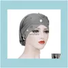 Beanie/Skl Hats Caps Hats, Scarves & Gloves Aessories Women Muslim Beads Cancer Hat Bonnet Turban Headscarf Wrap Cap Hair Loss Elastic Sklie