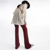 [EAM] taille haute élastique vin rouge mince pantalon à jambes larges nouveau pantalon coupe ample femmes mode marée printemps été 2021 1DD9973 Q0801