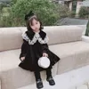 Girls Long-sleeved Wine Red Lolita Princess Dress Toddler Fall Clothes Flower es Christmas 220106