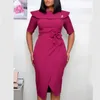 Casual Dresses Elegant Summer Dress Women Short Sleeve Plain 3XL Plus Size Office For Lady Work Business Official Clothes Midi