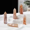 Naturalny kwiat wiśni Agate Point Wand Arts Tower Obelisk Healing Crystal Decorals Minerals kwarcowa filar4673482