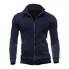 Men's Hoodies & Sweatshirts Stylish Men Slim Hoodie Stand Collar Solid Color Warm Business Cardigan Male Thin Coat For Autumn Casual Outwear