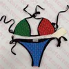 Fashion Womens Bikini Swimsuit Suit Colorful Letter Printed Ladies Swimwear Travel Party Women Must Swimsuits Plus Size