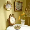 Horloges murales American Retro Golden Résine Crafts Angel Garçon Soufflant Trompette Clock Horloge de séjour Décoration de salon Ornements
