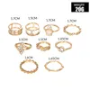 Wedding Rings Bohemian Lady Geometric Irregular Crystal Joint Gold Ring Set Beautiful Women Party Jewelry Wear