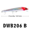 3D juego grande Minnow Láser de pesca artificial LURE 27G 17.5M Caja de plástico Transparente Wobbler Switchebits Profundidad de buceo 1.5-3.5m