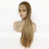 HD Box flätad syntetisk spets fram peruk mix färg simulering mänskliga hår fläta frisyr peruker 18 ~ 26 tum 19624-26