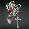 6 mm różańca Pearl Różańca Naszyjnik Krzyż Christ Catholic Jewelry