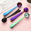 Newnew Ze stali nierdzewnej Kawa Łyżka Z Torba Klip Multifunction Galaretki Lody Scoop Spoon Akcesoria kuchenne RRD8933