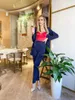 Mode Straat Shot Blazer Suits Navy Lange Mouw Hoge Taille Formele Office Lady Outfits Evening Party Wedding (Jack + Pants)