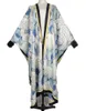 민족 의류 유럽 인쇄 2021 여름 캐주얼 보헤미안 실크 수영복 KAFTAN KIMONOS 여성 중동 이슬람교 림 전체 길이 살포 공동