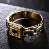 Anillos de racimo con forma de reloj para hombre, anillo de boda de compromiso creativo, fiesta de oro con talla 6-13, joyería de moda para hombre