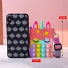 Unicorn Toys Push Bubble Shoulder Bags gynnar sensoriska pussel per bubblor Crossbody Messager Bag Silicone Coin Purse Education Gift2677974