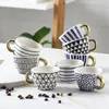 Mokken Mini Handgeschilderde Espresso Cups met Gouden Handvat Keramische Handgemaakte Creatieve Latte Koffie Thee Onregelmatige Nordic Home Drinkware