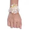 Decorative Flowers & Wreaths Exquisite Rhinestone Wrist Flower Corsage For Bridesmaid Sisters Groom Boutonniere Suit Lap Pin Wedding Props 0