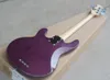 4 cordas 21 trastes roxo corpo elétrico baixo guitarra com pontos inlay, pickups humbucking, pode ser personalizado