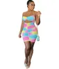 Повседневные платья для женской галстуки Красячие моды Скамья одежды напечатаны плиссированные мини-клубное платье лето DHL