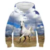 4-14Years Big Child Sweatshirts Kids Winter Spring Höst Outwear Boys Horse 3D Hoodies Girls Coats Mode Kläder för Teen 211110