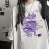 T-shirt Femme Style Chinois Harajuku Vintage Fun Dragon Pour Femmes T-shirts À Manches Courtes Ulzzang Vêtements Vegan Coton Gothique Punk Chemises