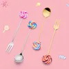 NEWCute Lollipop Stainless Steel Spoon Fork Coffee Ice Cream Candy Dessert Flatware Baby Kids Dinnerware Tableware Kitchen Tools EWB7040