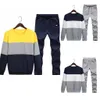 KANCOOLD Men Clothing Men's Autumn And Winter Fashion Casual Polyester Wild Stitching Sweater Suit Tracksuits 2 Pieces Sets Jul2 X0610