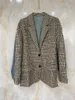Trajes de mujer Blazers 2021 otoño de lujo de alta calidad a cuadros chaqueta vaquera de retales chaqueta femenina elegante abrigo tutú