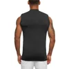 Kompression Ärmlös tröja Fitness Tight Tank Top Mens Snabbtork Gym Kläder Bodybuilding TankTop Muscle Singlet Workout Vest 210421