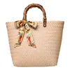 Strandväskor Straw Bag Female National Style Literary Scarves Woven Portable Vegetable Basket 220301245J